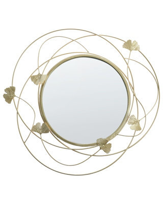 Beliani Ginkgo Gold Round Wall Mirror 47Cm Vertical - image 1