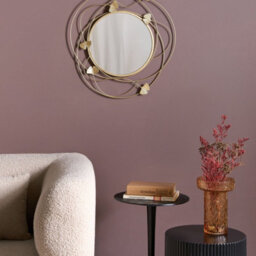 Beliani Ginkgo Gold Round Wall Mirror 47Cm Vertical - thumbnail 2