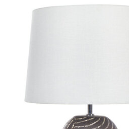 Beliani 63Cm Table Lamp - Matte Black Ceramic Base With White Fabric Shade - thumbnail 5