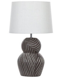 Beliani 63Cm Table Lamp - Matte Black Ceramic Base With White Fabric Shade - thumbnail 2