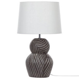 Beliani 63Cm Table Lamp - Matte Black Ceramic Base With White Fabric Shade - thumbnail 3