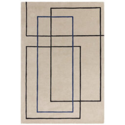 Handmade Blue Modern Geometric Wool Easy To Clean Living Room Bedroom Rug-120Cm X 170Cm - thumbnail 1