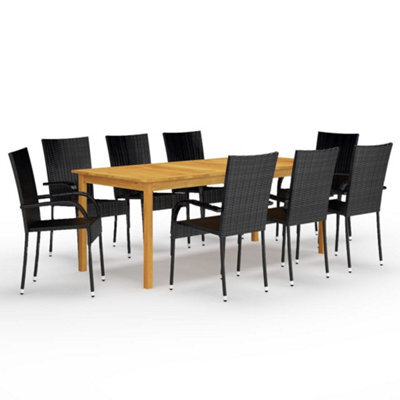 Walplus 9 Piece Garden Outdoor Dining Set Suitable For Backyard, Patio Black - image 1