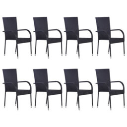 Walplus 9 Piece Garden Outdoor Dining Set Suitable For Backyard, Patio Black - thumbnail 5