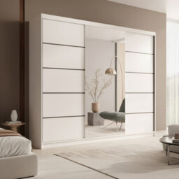 Etna 250 Large Sliding Door Wardrobe With Mirror For Contemporary Homes White - thumbnail 2
