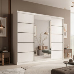 Etna 250 Large Sliding Door Wardrobe With Mirror For Contemporary Homes White - thumbnail 1