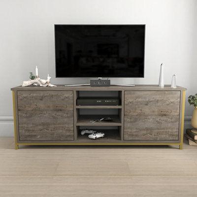 Decorotika Otis Tv Stand For Tv's Up To 63 Inch Wenge Gold - image 1