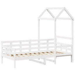 Berkfield Day Bed With Roof Without Mattress White 80X200 Cm Solid Wood - thumbnail 3