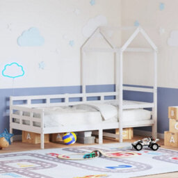 Berkfield Day Bed With Roof Without Mattress White 80X200 Cm Solid Wood - thumbnail 1