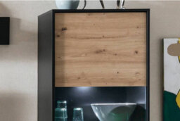 Arte Elegant Artona 31 Tall Display Cabinet H1710mm W650mm D400mm - Oak Artisan & Black Matt With Glass Door - thumbnail 5