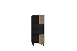 Arte Elegant Artona 31 Tall Display Cabinet H1710mm W650mm D400mm - Oak Artisan & Black Matt With Glass Door - thumbnail 4