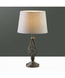 Lighting Supermarket Queenswood Traditional Barley Twist Table Lamp With Grey Linen Drum Shade - Pewter Grey - thumbnail 5