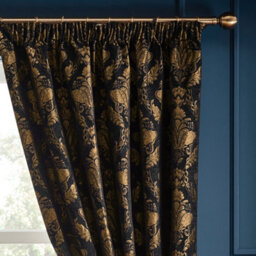 Paoletti Traditional Jacquard Room Darkening Pencil Pleat Curtain Pair Black (W)168Cm X (D)183Cm - thumbnail 3