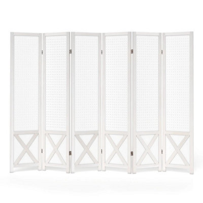 Folding Room Divider With Pegboard Display 6 Panel 246 X 170 Cm - image 1