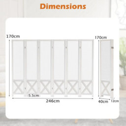 Folding Room Divider With Pegboard Display 6 Panel 246 X 170 Cm - thumbnail 2