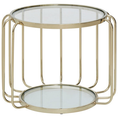 Orsina Modern Gold Side Table, Contemporary Gold Side Table With Glass Top, Luxury Side Table For Living Room - image 1