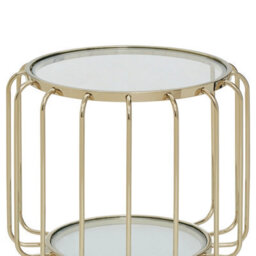 Orsina Modern Gold Side Table, Contemporary Gold Side Table With Glass Top, Luxury Side Table For Living Room - thumbnail 3