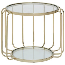 Orsina Modern Gold Side Table, Contemporary Gold Side Table With Glass Top, Luxury Side Table For Living Room