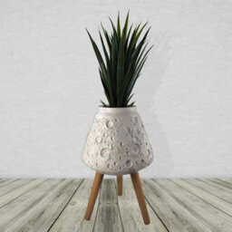 Leaf Moon White Planter With Stand 62Cm X 40Cm - thumbnail 2