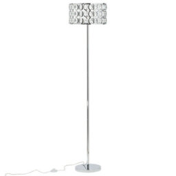 Beliani Glamour Lux Floor Lamp Silver Metal Crystal Drum Shade 160 Cm - thumbnail 3