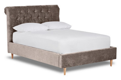 Divan Base Direct Zephyr Fabric Scroll Bed With Low Foot End Bed Base Only 5Ft King- Brecon Zinc