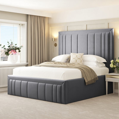 "Bed Choices Emperor Bed Frame 54"" Headboard With Chelsea Mattress - King (Grey)" - image 1