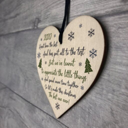 Red Ocean Lockdown Poem Wooden Heart Christmas Tree Decoration Bauble Family Gift Keepsake - thumbnail 7