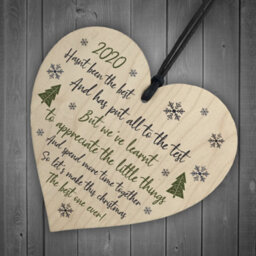 Red Ocean Lockdown Poem Wooden Heart Christmas Tree Decoration Bauble Family Gift Keepsake - thumbnail 6