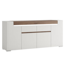 Furniture To Go Toronto Wide 4 Door 2 Drawer Sideboard (Inc. Plexi Lighting) In White And Oak - thumbnail 1