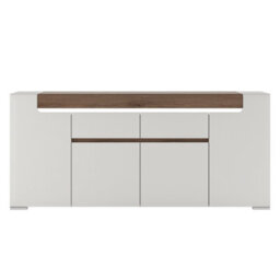 Furniture To Go Toronto Wide 4 Door 2 Drawer Sideboard (Inc. Plexi Lighting) In White And Oak - thumbnail 2