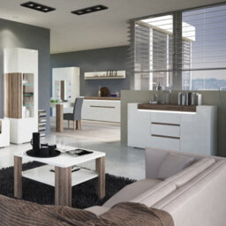 Furniture To Go Toronto Wide 4 Door 2 Drawer Sideboard (Inc. Plexi Lighting) In White And Oak - thumbnail 5