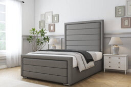 "Sloomy Ashford Pewter Dumfries Bed Frame With Mattress With 50"" Upholstered Headboard 4'6 Double" - thumbnail 2