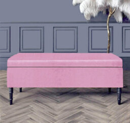 Paris Plain 120Cm Ottoman Storage Bench - Plush Velvet Shoe Bench - Pink Upholstery Footstool With Storage