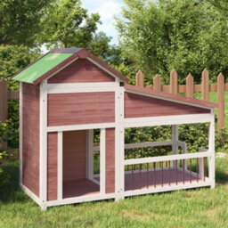 Berkfield Rustic Dog Kennel Mocha 143X60.5X109 Cm Solid Wood Pine - thumbnail 2
