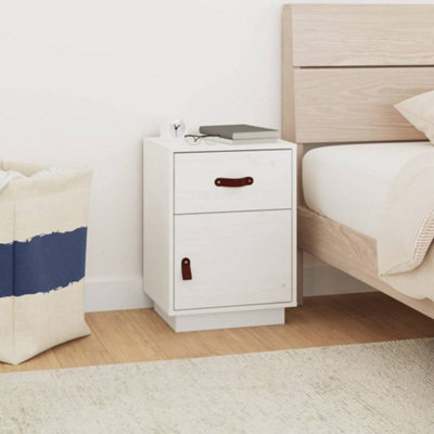 Berkfield Bedside Cabinet White 40X34X55 Cm Solid Wood Pine - image 1