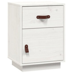 Berkfield Bedside Cabinet White 40X34X55 Cm Solid Wood Pine - thumbnail 2