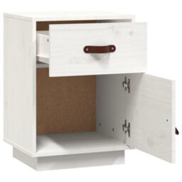 Berkfield Bedside Cabinet White 40X34X55 Cm Solid Wood Pine - thumbnail 7