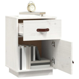 Berkfield Bedside Cabinet White 40X34X55 Cm Solid Wood Pine - thumbnail 4