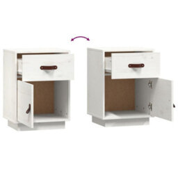 Berkfield Bedside Cabinet White 40X34X55 Cm Solid Wood Pine - thumbnail 8