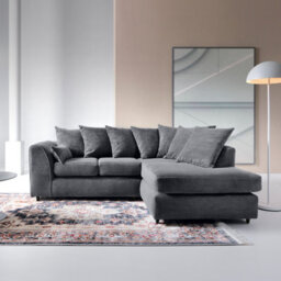 Abakus Direct Jumbo Grey Cord Right Facing Corner Sofa For Living Room With Thick Luxury Deep Filled Cushioning - thumbnail 1