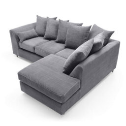Abakus Direct Jumbo Grey Cord Right Facing Corner Sofa For Living Room With Thick Luxury Deep Filled Cushioning - thumbnail 6