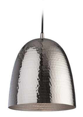 Luminosa Lighting Luminosa Assam 1 Light Dome Ceiling Pendant Nickel, Matt Nickel Inside, E27