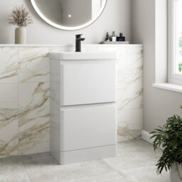 Affine Bathroom Cloakroom Vanity Unit Wash Basin Cabinet Drawers Storage White 500mm