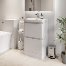 Affine Bathroom Cloakroom Vanity Unit Wash Basin Cabinet Drawers Storage White 500mm - thumbnail 2