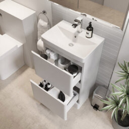 Affine Bathroom Cloakroom Vanity Unit Wash Basin Cabinet Drawers Storage White 500mm - thumbnail 3