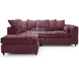 Furnishings For Less UK Monaco Chenille Fabric 3 To 4 Seater L Shaped Corner Sofa  Purple Left Hand Facing
