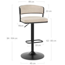 Atlantic Alexa Bar Stool Beige Fabric & Black Legs - thumbnail 5