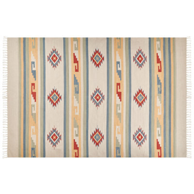 Beliani Rug Aparan Beige 200 X 300 Cm Cotton Kilim - image 1
