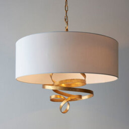 Luminosa Lighting Luminosa Sanremo 3 Light Ceiling Pendant Gold Leaf & Ivory Cotton Fabric - thumbnail 4