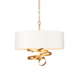 Luminosa Lighting Luminosa Merano Sanremo 3 Light Ceiling Pendant Gold Leaf & Ivory Cotton Fabric